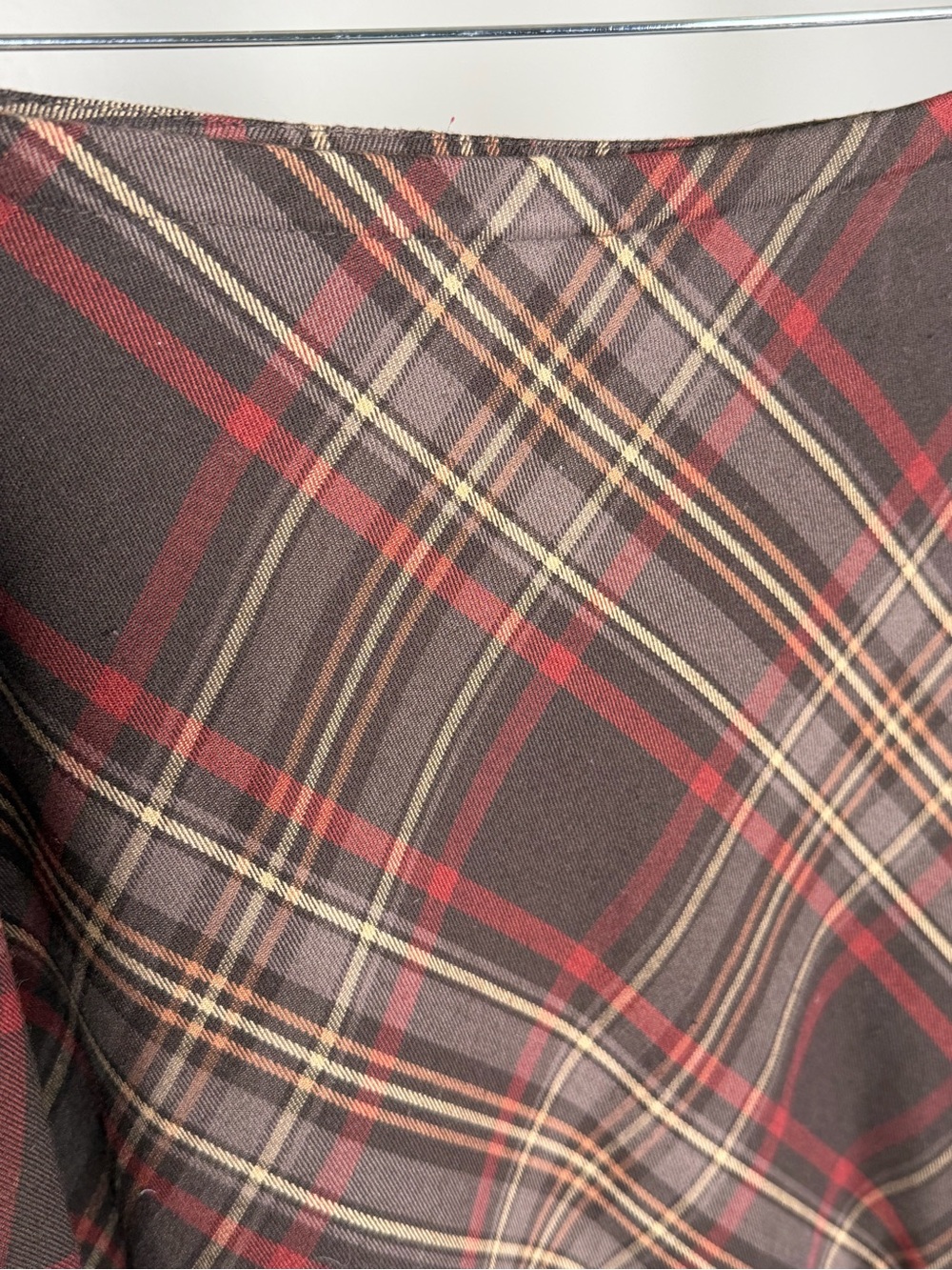 Croft & Barrow Plaid Midi Skirt 12 Dark Academia Fall Brown Red A Line - Picture 3 of 8